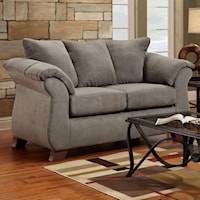 Transitional Flared Pillow Arm Stationary Loveseat