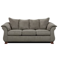 Transitional Flared Pillow Arm Stationary Sofa