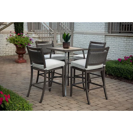 Outdoor Bar Table and 4 Stool Set