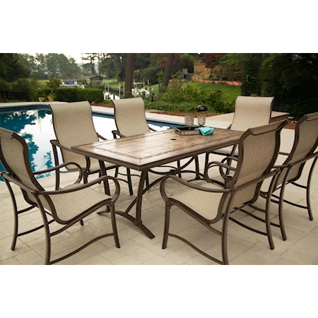Dining Set with 6 Arm Chairs