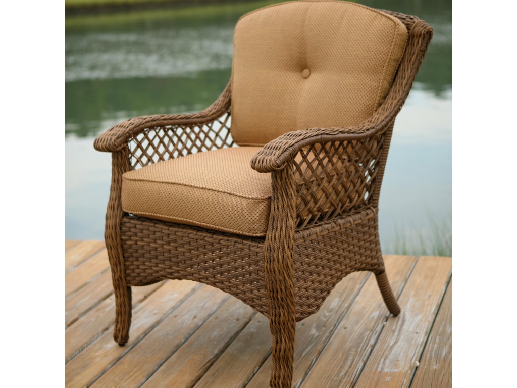 Apricity Outdoor Veranda--Agio Outdoor Tan Woven Dining Chair with Seat
