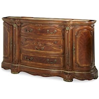 Ornate Traditional Three-Drawer Two-Door Dresser