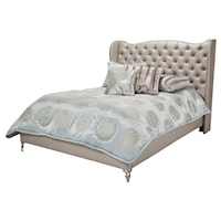 Queen Size Upholstered Bed with Gem Tufting