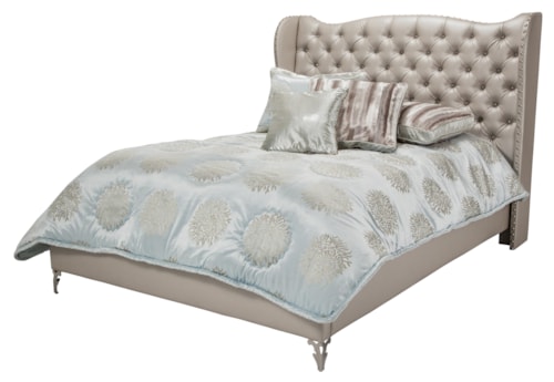 King Size Upholstered Platform Bed with Gem Tufting