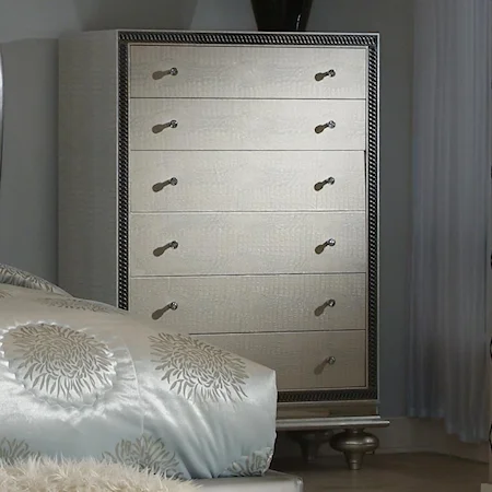 Upholstered Chest w/ 5 Drawers