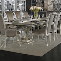 Large Rectangular Dinner Table with Double Pedestal Base