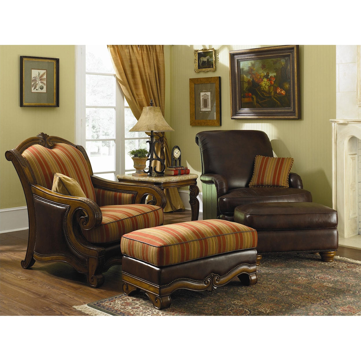 Michael Amini Tuscano Melange Wood Trim Leather/ Fabric Chair