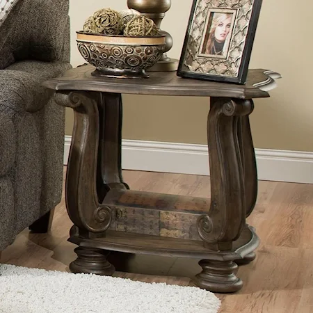 Traditional End Table with Scroll Legs