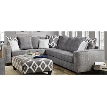 Contemporary 2 Piece Sectional in Gray Fabric
