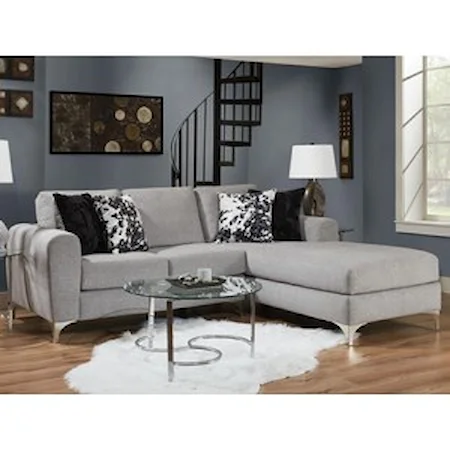 Contemporary 2 Piece Sectional with Chrome Bracket Feet
