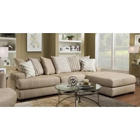 Casual Sectional Sofa with Chaise and Nailhead Trim