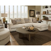 Casual Sectional Sofa with Chaise and Nailhead Trim