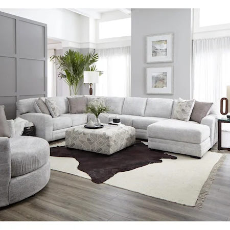 Transitional Sectional Sofa with Curved Track Arms