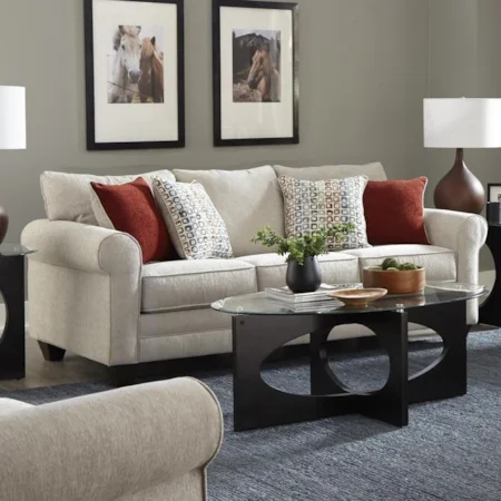Casual Sofa with Rolled Arms