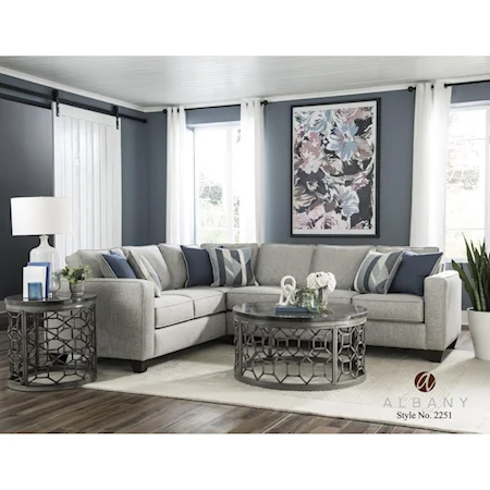 Transitional Sectional Sofa Sleeper with Track Arms