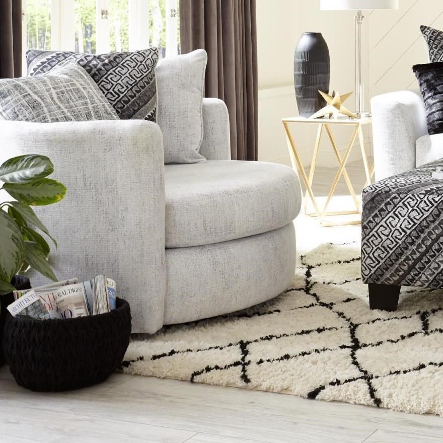 Albany 8642 8642 27 GENS 35218 Transitional Swivel Chair with Round Shape Furniture and More Uph Upholstered Chairs