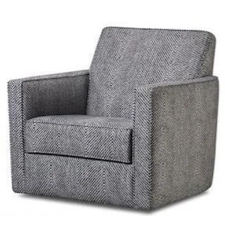 Casual Upholstered Swivel Chair with Track Arms