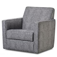 Casual Upholstered Swivel Chair with Track Arms