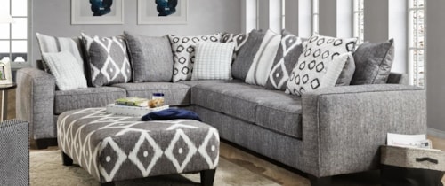 Casual Sectional Sofa with Track Arms