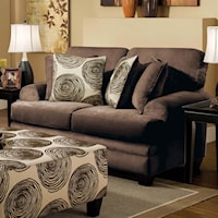 Transitional Loveseat with Sloped Arms