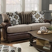 Traditional Rolled Arm Loveseat with Nailhead Trim