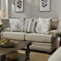 Traditional Rolled Arm Loveseat with Nailhead Trim