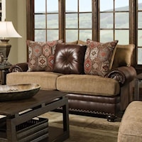 Traditional Rolled Arm Loveseat with Nailhead Trim