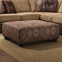 Traditional Cocktail Ottoman with Nailhead Trim