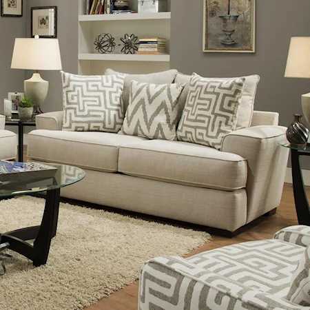 Transitional Loveseat with Wide Arms