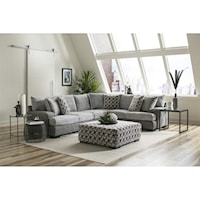 Transitional Sectional Sofa with Track Arms