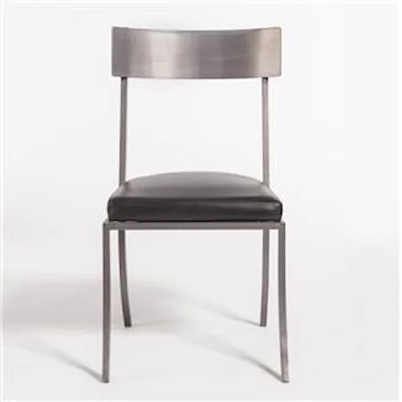 Metal Dining Chair with Leather Seat