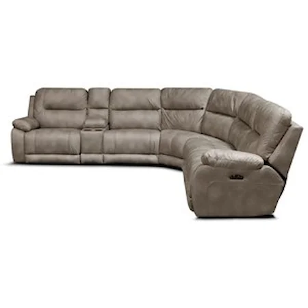 Casual 4-Seat Power Reclining Sectional Sofa with Power Headrests and USB Ports