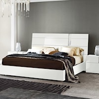 Queen Low Profile Bed with Carrara Marble Print Accent