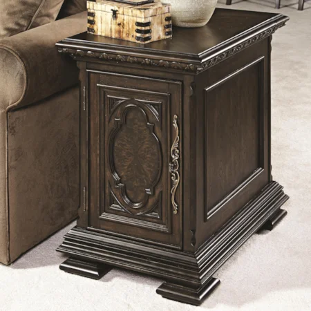 Chairside Table with 1 Door and 1 Drawer and Flip Top Area for Electric Outlet