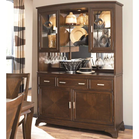 China Cabinet with Touch Lighting & Wine Glass Storage