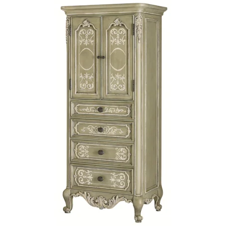 Display Jewelry Cabinet with Verdigris Finish