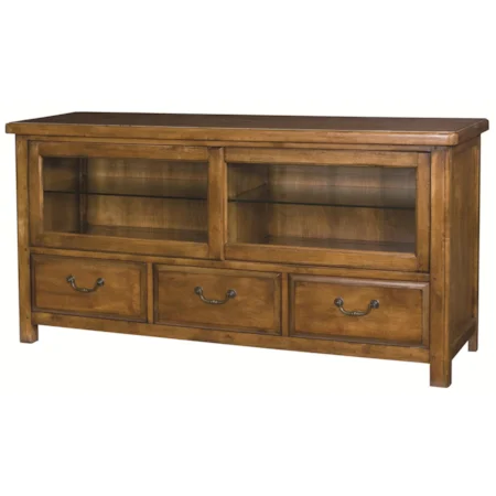 Entertainment Console with Sliding Doors & Adjustable Glass Shelves