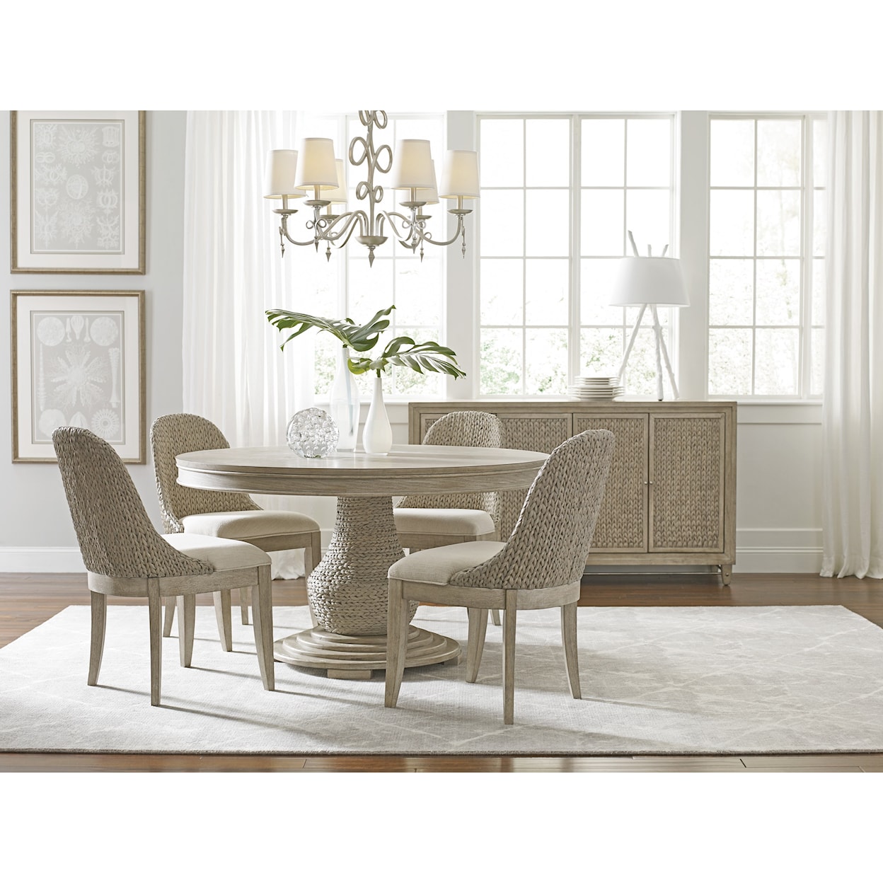 American Drew Vista Largo Round Dining Table Complete