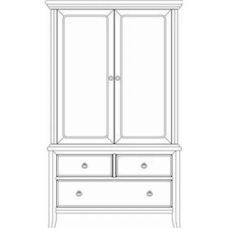 Armoire with Slideout Back Panel and Electrical Receptacle