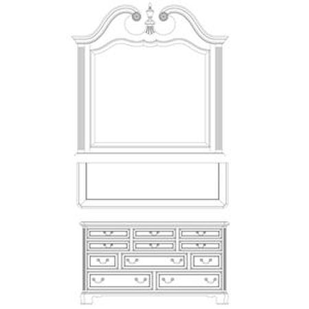 Landscape Mirror and Triple Dresser