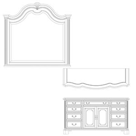 Triple Dresser and Landscape Mirror