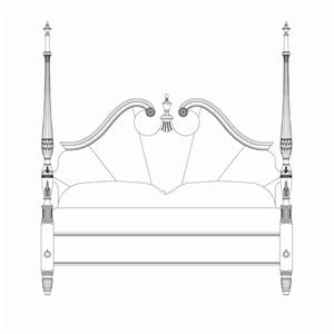 King Pediment Poster Bed with Turned Posts