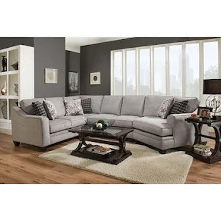 Transitional 3-Piece Sectional with Right-Facing Cuddler
