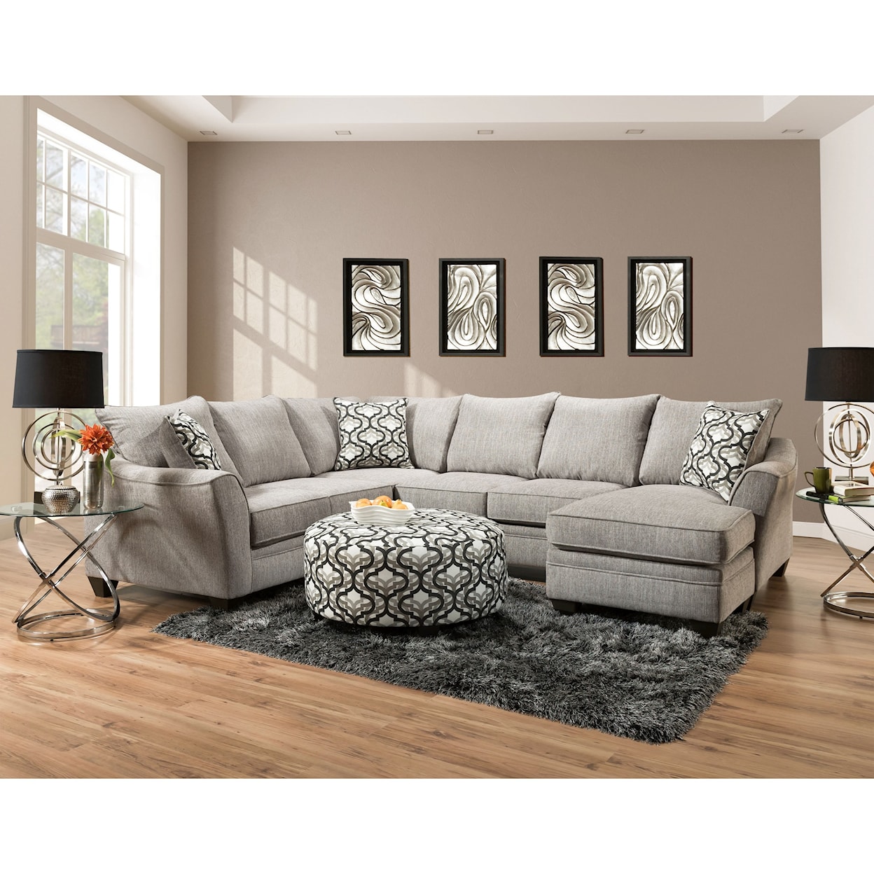 Peak Living 4810 5 Seat Sectional Sofa with Chaise