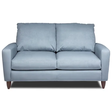 Contemporary Loveseat with Exposed Wood Legs