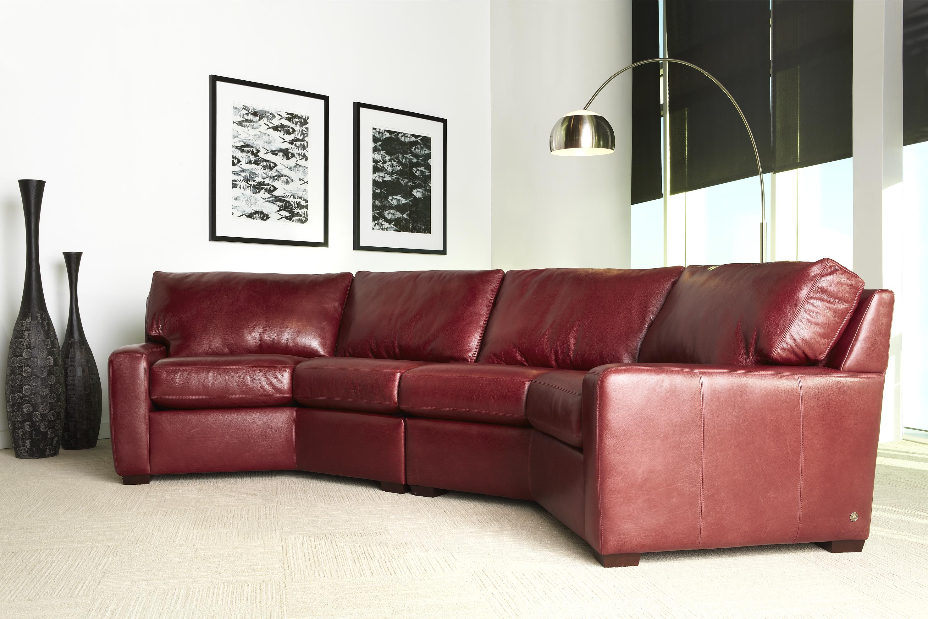 American Leather Carson Contemporary Leather Sectional Reeds
