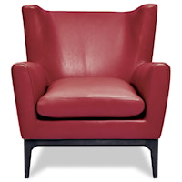 Contemporary Wing Chair with Wood Base