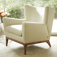 Contemporary Wing Chair with Wood Base