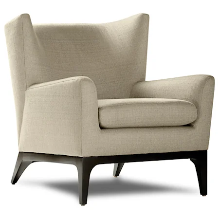 Contemporary Wing Chair with Wood Legs