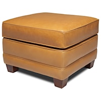 Contemporary Ottoman with Exposed Wood Legs